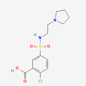 molecular formula C13H17ClN2O4S B2653139 2-Chloro-5-{[2-(pyrrolidin-1-yl)ethyl]sulfamoyl}benzoic acid CAS No. 1203427-84-2