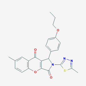 molecular formula C24H21N3O4S B265315 7-Methyl-2-(5-methyl-1,3,4-thiadiazol-2-yl)-1-(4-propoxyphenyl)-1,2-dihydrochromeno[2,3-c]pyrrole-3,9-dione 