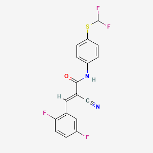 molecular formula C17H10F4N2OS B2653153 (E)-2-cyano-N-[4-(difluoromethylsulfanyl)phenyl]-3-(2,5-difluorophenyl)prop-2-enamide CAS No. 1181483-94-2
