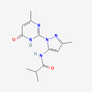 molecular formula C13H17N5O2 B2653159 N-(3-methyl-1-(4-methyl-6-oxo-1,6-dihydropyrimidin-2-yl)-1H-pyrazol-5-yl)isobutyramide CAS No. 1002933-25-6
