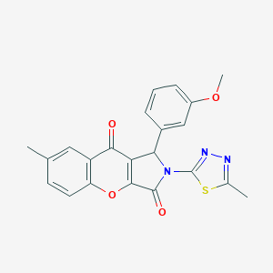 molecular formula C22H17N3O4S B265316 1-(3-Methoxyphenyl)-7-methyl-2-(5-methyl-1,3,4-thiadiazol-2-yl)-1,2-dihydrochromeno[2,3-c]pyrrole-3,9-dione 