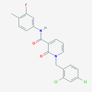 molecular formula C20H15Cl2FN2O2 B2653164 1-(2,4-dichlorobenzyl)-N-(3-fluoro-4-methylphenyl)-2-oxo-1,2-dihydropyridine-3-carboxamide CAS No. 941904-50-3