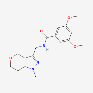 molecular formula C17H21N3O4 B2653167 3,5-dimethoxy-N-((1-methyl-1,4,6,7-tetrahydropyrano[4,3-c]pyrazol-3-yl)methyl)benzamide CAS No. 1797086-51-1
