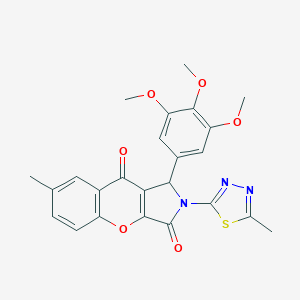 molecular formula C24H21N3O6S B265317 7-Methyl-2-(5-methyl-1,3,4-thiadiazol-2-yl)-1-(3,4,5-trimethoxyphenyl)-1,2-dihydrochromeno[2,3-c]pyrrole-3,9-dione 