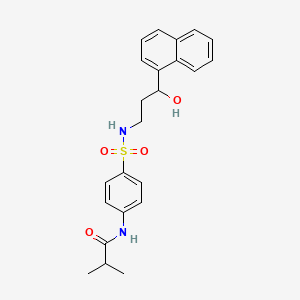 molecular formula C23H26N2O4S B2653172 N-(4-(N-(3-hydroxy-3-(naphthalen-1-yl)propyl)sulfamoyl)phenyl)isobutyramide CAS No. 1421442-35-4