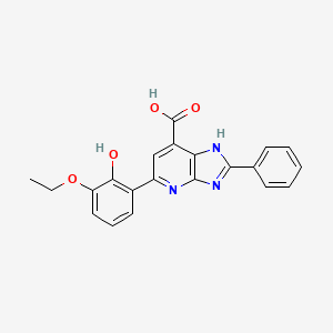 molecular formula C21H17N3O4 B2653173 5-(3-ethoxy-2-hydroxyphenyl)-2-phenyl-3H-imidazo[4,5-b]pyridine-7-carboxylic acid CAS No. 1021225-47-7