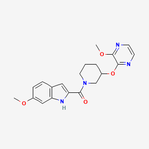molecular formula C20H22N4O4 B2653179 (6-甲氧基-1H-吲哚-2-基)(3-((3-甲氧基吡嗪-2-基)氧基)哌啶-1-基)甲苯酮 CAS No. 2034500-81-5