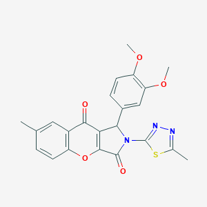 molecular formula C23H19N3O5S B265318 1-(3,4-Dimethoxyphenyl)-7-methyl-2-(5-methyl-1,3,4-thiadiazol-2-yl)-1,2-dihydrochromeno[2,3-c]pyrrole-3,9-dione 