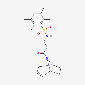B2653181 N-(3-((1R,5S)-8-azabicyclo[3.2.1]oct-2-en-8-yl)-3-oxopropyl)-2,3,5,6-tetramethylbenzenesulfonamide CAS No. 1797904-64-3