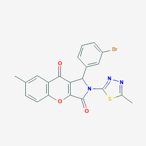molecular formula C21H14BrN3O3S B265320 1-(3-Bromophenyl)-7-methyl-2-(5-methyl-1,3,4-thiadiazol-2-yl)-1,2-dihydrochromeno[2,3-c]pyrrole-3,9-dione 