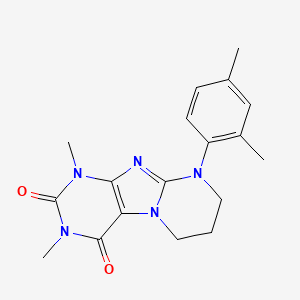 molecular formula C18H21N5O2 B2653200 9-(2,4-dimethylphenyl)-1,3-dimethyl-6,7,8,9-tetrahydropyrimido[2,1-f]purine-2,4(1H,3H)-dione CAS No. 923399-58-0