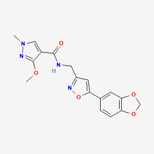 molecular formula C17H16N4O5 B2653207 N-((5-(苯并[d][1,3]二氧杂环-5-基)异恶唑-3-基)甲基)-3-甲氧基-1-甲基-1H-吡唑-4-甲酰胺 CAS No. 1211026-21-9