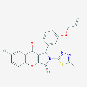 molecular formula C23H16ClN3O4S B265321 1-[3-(Allyloxy)phenyl]-7-chloro-2-(5-methyl-1,3,4-thiadiazol-2-yl)-1,2-dihydrochromeno[2,3-c]pyrrole-3,9-dione 