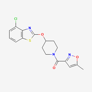 molecular formula C17H16ClN3O3S B2653212 （4-((4-氯苯并[d]噻唑-2-基)氧基)哌啶-1-基)(5-甲基异恶唑-3-基)甲酮 CAS No. 1286714-47-3