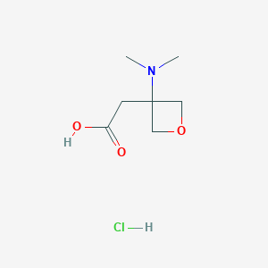 molecular formula C7H14ClNO3 B2653223 2-[3-(Dimethylamino)oxetan-3-yl]acetic acid;hydrochloride CAS No. 2503204-37-1