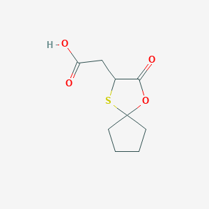 molecular formula C9H12O4S B2653224 2-{2-Oxo-1-oxa-4-thiaspiro[4.4]nonan-3-yl}acetic acid CAS No. 134767-82-1