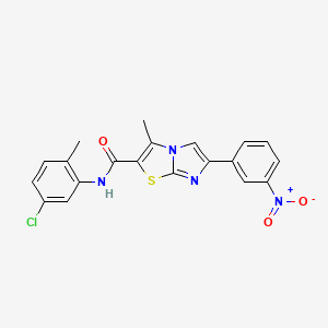 molecular formula C20H15ClN4O3S B2653230 N-(5-chloro-2-methylphenyl)-3-methyl-6-(3-nitrophenyl)imidazo[2,1-b][1,3]thiazole-2-carboxamide CAS No. 1005302-73-7