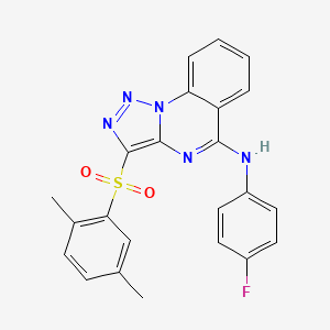 molecular formula C23H18FN5O2S B2653239 3-((2,5-dimethylphenyl)sulfonyl)-N-(4-fluorophenyl)-[1,2,3]triazolo[1,5-a]quinazolin-5-amine CAS No. 899761-25-2
