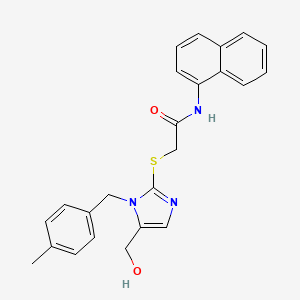 molecular formula C24H23N3O2S B2653243 2-((5-(hydroxymethyl)-1-(4-methylbenzyl)-1H-imidazol-2-yl)thio)-N-(naphthalen-1-yl)acetamide CAS No. 899747-96-7