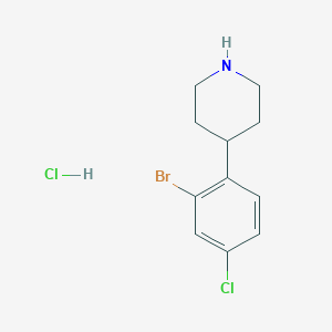 molecular formula C11H14BrCl2N B2653247 4-(2-Bromo-4-chlorophenyl)piperidine;hydrochloride CAS No. 2377035-93-1