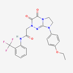 molecular formula C22H20F3N5O4 B2653250 2-(8-(4-乙氧基苯基)-3,4-二氧代-3,4,7,8-四氢咪唑并[2,1-c][1,2,4]三嗪-2(6H)-基)-N-(2-(三氟甲基)苯基)乙酰胺 CAS No. 941996-30-1