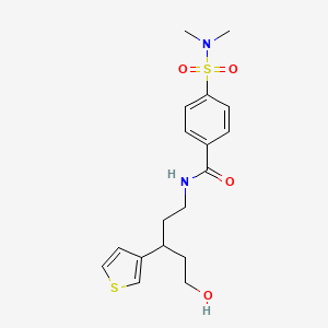 molecular formula C18H24N2O4S2 B2653251 4-(N,N-dimethylsulfamoyl)-N-(5-hydroxy-3-(thiophen-3-yl)pentyl)benzamide CAS No. 2034482-14-7
