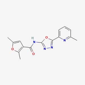 molecular formula C15H14N4O3 B2653255 2,5-dimethyl-N-(5-(6-methylpyridin-2-yl)-1,3,4-oxadiazol-2-yl)furan-3-carboxamide CAS No. 1396871-57-0