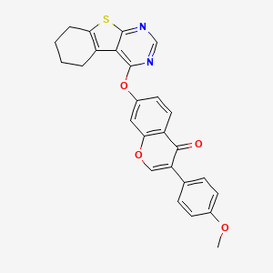 molecular formula C26H20N2O4S B2653286 3-(4-Methoxyphenyl)-7-(5,6,7,8-tetrahydro-[1]benzothiolo[2,3-d]pyrimidin-4-yloxy)chromen-4-one CAS No. 301233-66-9