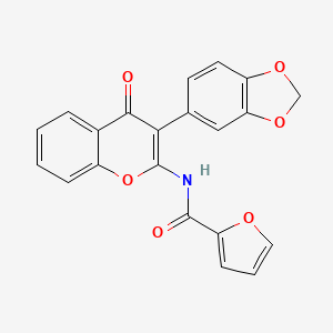 molecular formula C21H13NO6 B2653289 N-[3-(1,3-苯并二氧杂环-5-基)-4-氧代色满-2-基]呋喃-2-甲酰胺 CAS No. 902035-86-3