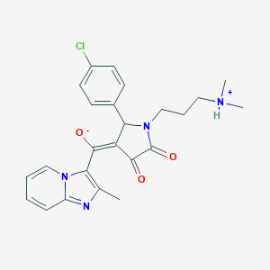 molecular formula C24H25ClN4O3 B265329 (E)-{2-(4-chlorophenyl)-1-[3-(dimethylammonio)propyl]-4,5-dioxopyrrolidin-3-ylidene}(2-methylimidazo[1,2-a]pyridin-3-yl)methanolate 