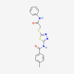 molecular formula C18H16N4O2S2 B2653294 4-甲基-N-(5-((2-氧代-2-(苯氨基)乙基)硫代)-1,3,4-噻二唑-2-基)苯甲酰胺 CAS No. 392290-81-2