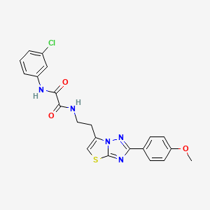 molecular formula C21H18ClN5O3S B2653299 N1-(3-chlorophenyl)-N2-(2-(2-(4-methoxyphenyl)thiazolo[3,2-b][1,2,4]triazol-6-yl)ethyl)oxalamide CAS No. 894031-68-6