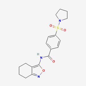 molecular formula C18H21N3O4S B2653307 4-(pyrrolidin-1-ylsulfonyl)-N-(4,5,6,7-tetrahydrobenzo[c]isoxazol-3-yl)benzamide CAS No. 946370-44-1