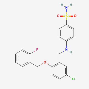 molecular formula C20H18ClFN2O3S B2653308 4-({5-氯-2-[(2-氟苄基)氧基]苄基}氨基)苯磺酰胺 CAS No. 717864-06-7