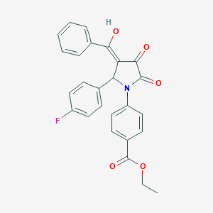 molecular formula C26H20FNO5 B265331 ethyl 4-[2-(4-fluorophenyl)-4-hydroxy-5-oxo-3-(phenylcarbonyl)-2,5-dihydro-1H-pyrrol-1-yl]benzoate 