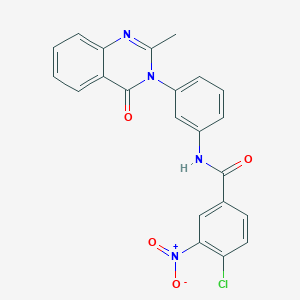 molecular formula C22H15ClN4O4 B2653320 4-氯-N-(3-(2-甲基-4-氧代喹唑啉-3(4H)-基)苯基)-3-硝基苯甲酰胺 CAS No. 898454-96-1