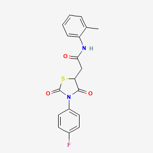 molecular formula C18H15FN2O3S B2653333 2-[3-(4-fluorophenyl)-2,4-dioxo-1,3-thiazolidin-5-yl]-N-(2-methylphenyl)acetamide CAS No. 929413-12-7