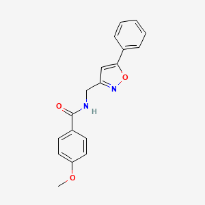 molecular formula C18H16N2O3 B2653342 4-methoxy-N-((5-phenylisoxazol-3-yl)methyl)benzamide CAS No. 953224-03-8