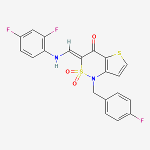 (Z)-3-(((2,4-difluorophenyl)amino)methylene)-1-(4-fluorobenzyl)-1H-thieno[3,2-c][1,2]thiazin-4(3H)-one 2,2-dioxide