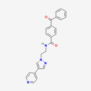 molecular formula C24H20N4O2 B2653357 4-benzoyl-N-{2-[4-(pyridin-4-yl)-1H-pyrazol-1-yl]ethyl}benzamide CAS No. 2034371-37-2