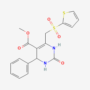 molecular formula C17H16N2O5S2 B2653358 2-氧代-4-苯基-6-[(2-噻吩基磺酰基)甲基]-1,2,3,4-四氢嘧啶-5-羧酸甲酯 CAS No. 899971-95-0