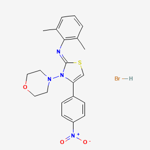 molecular formula C21H23BrN4O3S B2653359 (Z)-2,6-dimethyl-N-(3-morpholino-4-(4-nitrophenyl)thiazol-2(3H)-ylidene)aniline hydrobromide CAS No. 1180032-37-4