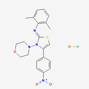 molecular formula C21H23BrN4O3S B2653359 (Z)-2,6-二甲基-N-(3-吗啉-4-(4-硝基苯基)噻唑-2(3H)-亚甲基)苯胺氢溴酸盐 CAS No. 1180032-37-4