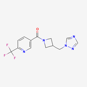 molecular formula C13H12F3N5O B2653360 (3-((1H-1,2,4-triazol-1-yl)methyl)azetidin-1-yl)(6-(trifluoromethyl)pyridin-3-yl)methanone CAS No. 2309708-99-2