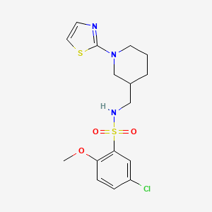molecular formula C16H20ClN3O3S2 B2653363 5-chloro-2-methoxy-N-((1-(thiazol-2-yl)piperidin-3-yl)methyl)benzenesulfonamide CAS No. 1706212-04-5