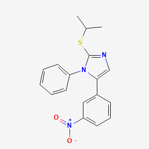 molecular formula C18H17N3O2S B2653373 2-(isopropylthio)-5-(3-nitrophenyl)-1-phenyl-1H-imidazole CAS No. 1235102-52-9