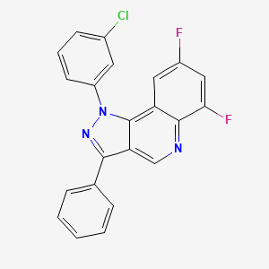 molecular formula C22H12ClF2N3 B2653379 1-(3-chlorophenyl)-6,8-difluoro-3-phenyl-1H-pyrazolo[4,3-c]quinoline CAS No. 901044-09-5