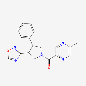 molecular formula C18H17N5O2 B2653386 (3-(1,2,4-噁二唑-3-基)-4-苯基吡咯烷-1-基)(5-甲基吡嗪-2-基)甲酮 CAS No. 2034374-64-4