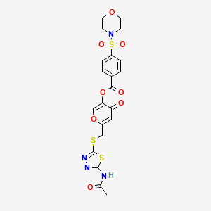 molecular formula C21H20N4O8S3 B2653388 6-(((5-acetamido-1,3,4-thiadiazol-2-yl)thio)methyl)-4-oxo-4H-pyran-3-yl 4-(morpholinosulfonyl)benzoate CAS No. 887462-14-8