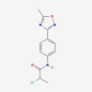 molecular formula C12H12ClN3O2 B2653403 2-Chloro-N-[4-(5-methyl-1,2,4-oxadiazol-3-yl)phenyl]propanamide CAS No. 2411230-23-2